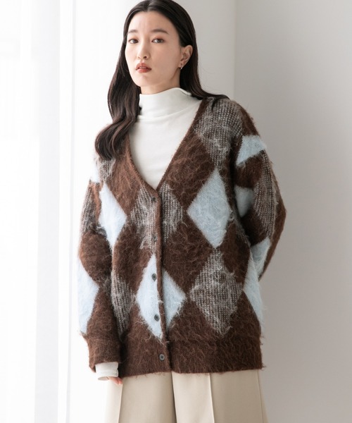 LOWRYS FARM（ローリーズファーム）の「アーガイルシャギーカーディガン　162394（カーディガン/ボレロ・レディース・ブラック/ブルー/イエロー・FREE）」の22枚目の写真