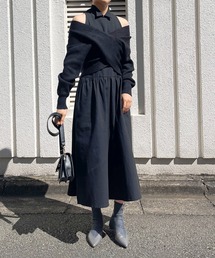 クロスカシュクールニット＆ウィングカラーアメスリワンピースセット