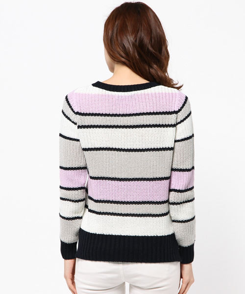 AZUL by moussy（アズールバイマウジー）の「12GA100マルチボーダー長袖PO（ニット/セーター・レディース・グレー系その他/ブラック系その他/パープル系その他・MEDIUM/SMALL）」の6枚目の写真