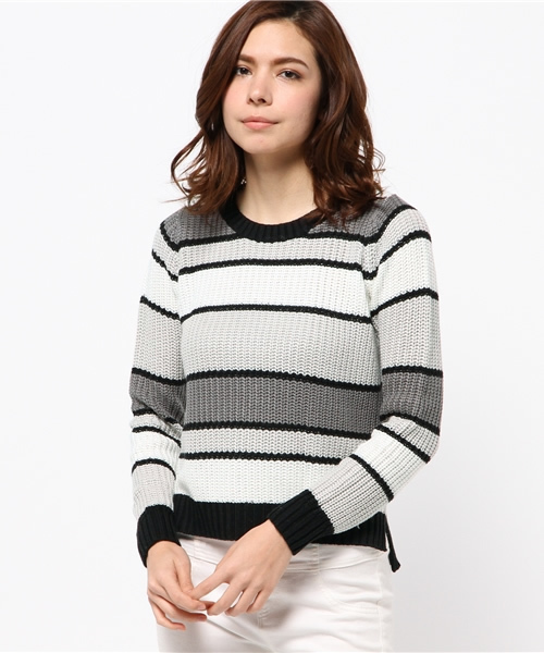 AZUL by moussy（アズールバイマウジー）の「12GA100マルチボーダー長袖PO（ニット/セーター・レディース・グレー系その他/ブラック系その他/パープル系その他・MEDIUM/SMALL）」の12枚目の写真