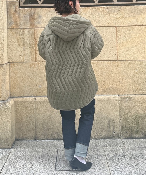 Chez toi（シェトワ）の「ウォッシャブル中綿フードコート（ダウンジャケット/コート・レディース・カーキ/アイボリー・FREE）」の18枚目の写真