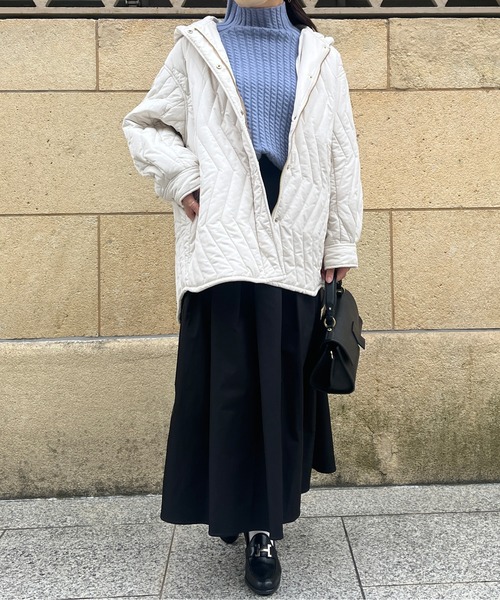 Chez toi（シェトワ）の「ウォッシャブル中綿フードコート（ダウンジャケット/コート・レディース・カーキ/アイボリー・FREE）」の20枚目の写真