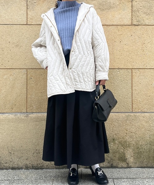 Chez toi（シェトワ）の「ウォッシャブル中綿フードコート（ダウンジャケット/コート・レディース・カーキ/アイボリー・FREE）」の22枚目の写真