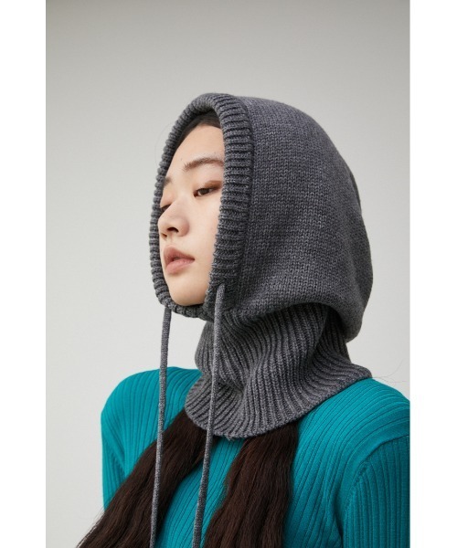 AZUL by moussy（アズールバイマウジー）の「KNIT BALACLAVA/ニットバラクラバ（ハット・レディース・アイボリー/ライム/パープル/ブルー/グレー・FREE）」の3枚目の写真