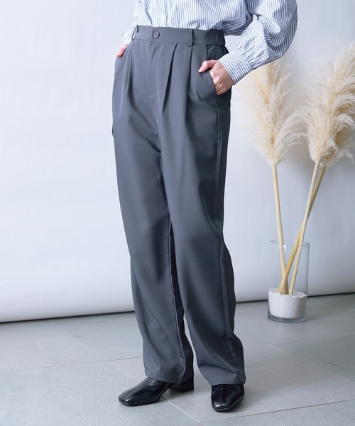 SETUP7(セットアップセブン)の「【SETUP7】ツータックストレートパンツ SCCH241(その他パンツ・レディース・ピンク/ホワイト/ブラウン/ピンク系その他2/ブラック/グレー・2/3/4)」の4枚目の写真