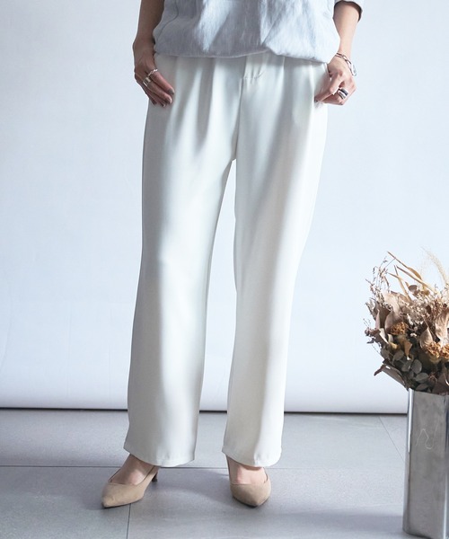 SETUP7(セットアップセブン)の「【SETUP7】ツータックストレートパンツ SCCH241(その他パンツ・レディース・ピンク/ホワイト/ブラウン/ピンク系その他2/ブラック/グレー・2/3/4)」の2枚目の写真