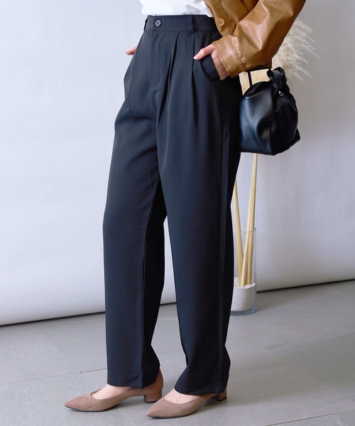 SETUP7(セットアップセブン)の「【SETUP7】ツータックストレートパンツ SCCH241(その他パンツ・レディース・ピンク/ホワイト/ブラウン/ピンク系その他2/ブラック/グレー・2/3/4)」の3枚目の写真