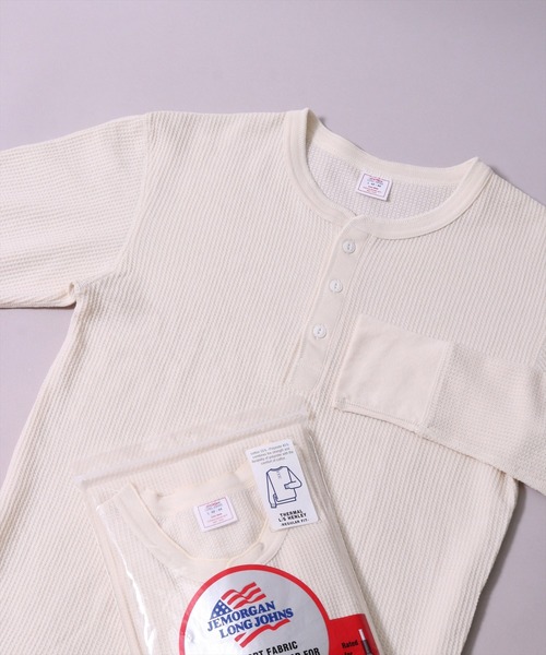 JEMORGAN(ジェーイーモーガン)の「(LK)【JEMORGAN】【パックT】ワッフル ヘンリーネック 長袖 Tシャツ(Tシャツ/カットソー・メンズ・ホワイト/ブラック/杢グレー/ナチュラル・MEDIUM/LARGE/X-LARGE)」の4枚目の写真