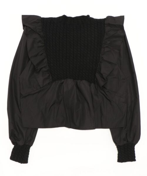 Narcissus(ナルシス)の「【WEBSTORE 限定商品】ニットフリルドッキングシャツ(シャツ/ブラウス・レディース・ブラック/ホワイト・FREE)」の14枚目の写真