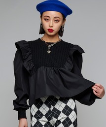 【WEBSTORE 限定商品】ニットフリルドッキングシャツ