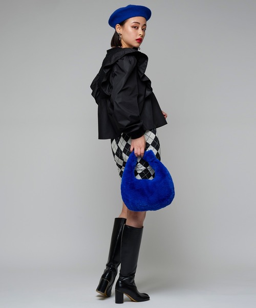 Narcissus(ナルシス)の「【WEBSTORE 限定商品】ニットフリルドッキングシャツ(シャツ/ブラウス・レディース・ブラック/ホワイト・FREE)」の6枚目の写真
