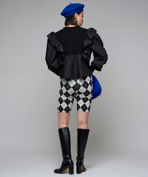 Narcissus(ナルシス)の「【WEBSTORE 限定商品】ニットフリルドッキングシャツ(シャツ/ブラウス・レディース・ブラック/ホワイト・FREE)」の7枚目の写真