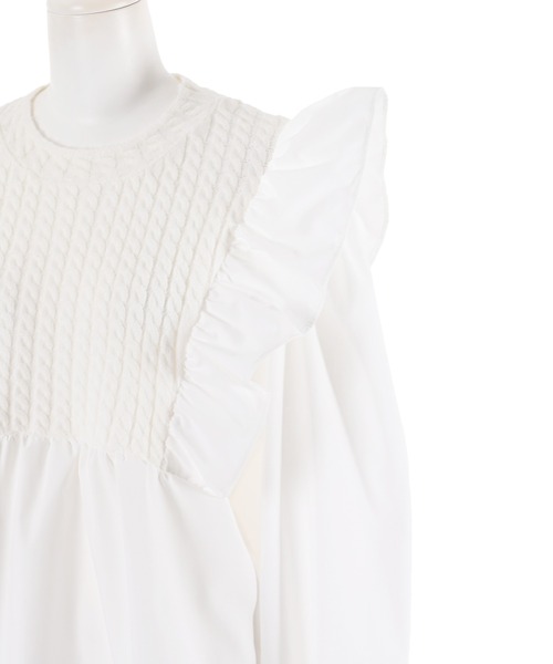 Narcissus(ナルシス)の「【WEBSTORE 限定商品】ニットフリルドッキングシャツ(シャツ/ブラウス・レディース・ブラック/ホワイト・FREE)」の9枚目の写真