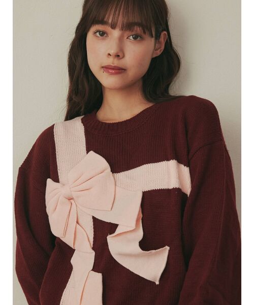 merry jenny(メリージェニー)の「プレゼントリボンニット(ニット/セーター・レディース・アイボリー/ボルドー・FREE)」の15枚目の写真