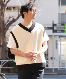 B:MING by BEAMS（ビーミングバイビームス）の「B:MING by BEAMS / 2トーン 片畦 エコニット ベスト（ベスト・メンズ）」