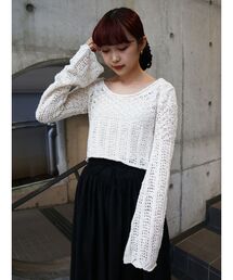 merry jenny | crochetフレアスリーブニットtops(ニット/セーター)