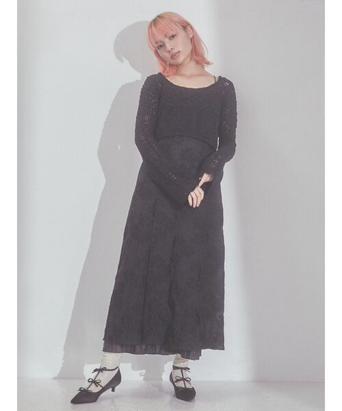 merry jenny（メリージェニー）の「crochetフレアスリーブニットtops（ニット/セーター・レディース・アイボリー/ブラック・FREE）」の8枚目の写真