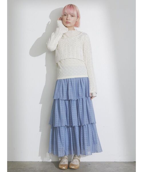 merry jenny（メリージェニー）の「crochetフレアスリーブニットtops（ニット/セーター・レディース・アイボリー/ブラック・FREE）」の16枚目の写真