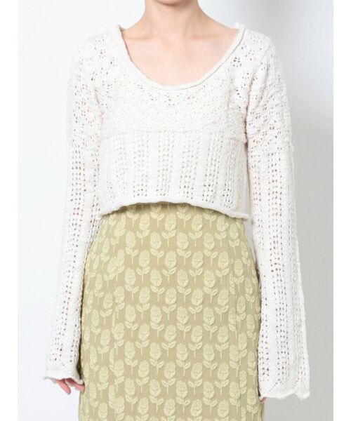 merry jenny（メリージェニー）の「crochetフレアスリーブニットtops（ニット/セーター・レディース・アイボリー/ブラック・FREE）」の19枚目の写真