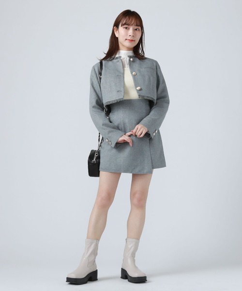 archives（アルシーヴ）の「ノーカラーツイードショートジャケット（ノーカラージャケット・レディース・アイボリー/グレー/モカ・MEDIUM）」の18枚目の写真