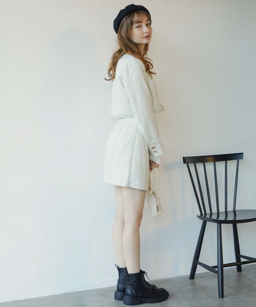 archives（アルシーヴ）の「ノーカラーツイードショートジャケット（ノーカラージャケット・レディース・アイボリー/グレー/モカ・MEDIUM）」の6枚目の写真