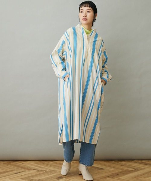 CRAFT STANDARD BOUTIQUE(クラフトスタンダードブティック)の「スキッパーワンピース(ワンピース・レディース・グレー系その他2/サックスブルー系3/ブルー系その他6/オフホワイト/イエロー系その他2・FREE)」の4枚目の写真