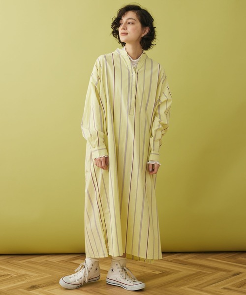 CRAFT STANDARD BOUTIQUE(クラフトスタンダードブティック)の「スキッパーワンピース(ワンピース・レディース・グレー系その他2/サックスブルー系3/ブルー系その他6/オフホワイト/イエロー系その他2・FREE)」の5枚目の写真