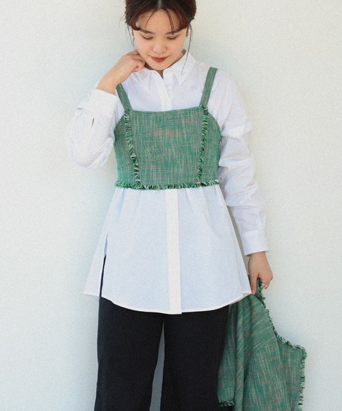 Ray BEAMS（レイビームス）の「Ray BEAMS / ツイード ビスチェ（キャミソール・レディース・レッド/グリーン・0/1）」の2枚目の写真