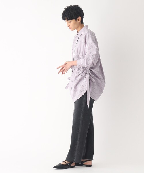 OPAQUE.CLIP（オペークドットクリップ）の「◆コットン混デニム ストレートカットオフパンツ（デニムパンツ・レディース・ブルー/チャコールグレー/ダークネイビー・38/36）」の4枚目の写真