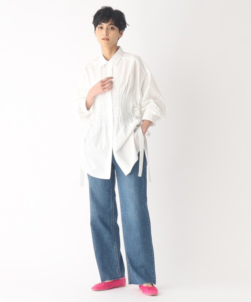 OPAQUE.CLIP（オペークドットクリップ）の「◆コットン混デニム ストレートカットオフパンツ（デニムパンツ・レディース・ブルー/チャコールグレー/ダークネイビー・38/36）」の12枚目の写真