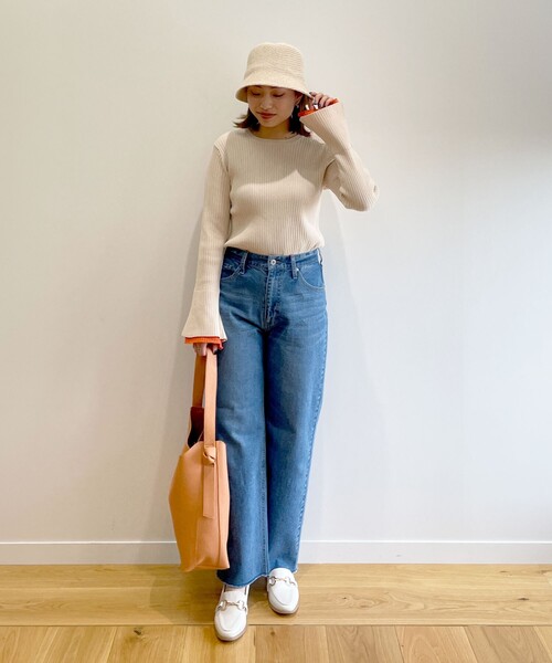 OPAQUE.CLIP（オペークドットクリップ）の「◆コットン混デニム ストレートカットオフパンツ（デニムパンツ・レディース・ブルー/チャコールグレー/ダークネイビー・38/36）」の16枚目の写真