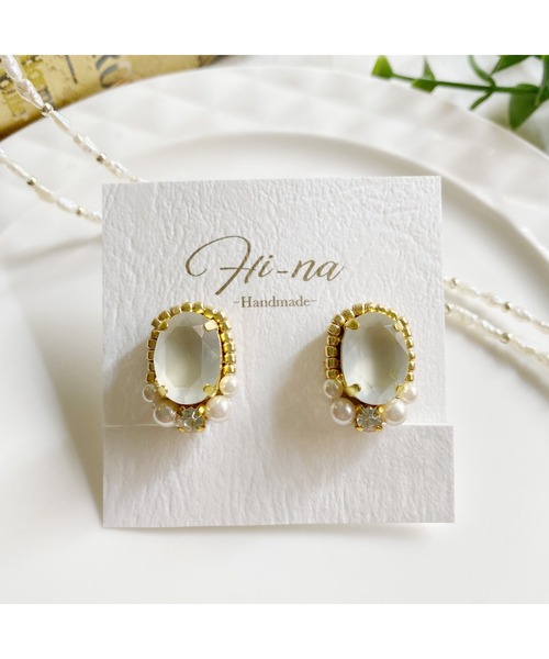 tone(トーン)の「【Hi-na】ビジューとビーズの刺繡アクセサリー イヤリング(MA)(イヤリング・レディース・オレンジ/クリアブラック/クリア/その他/ベージュ・FREE)」の13枚目の写真