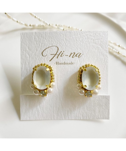 tone(トーン)の「【Hi-na】ビジューとビーズの刺繡アクセサリー イヤリング(MA)(イヤリング・レディース・オレンジ/クリアブラック/クリア/その他/ベージュ・FREE)」の17枚目の写真