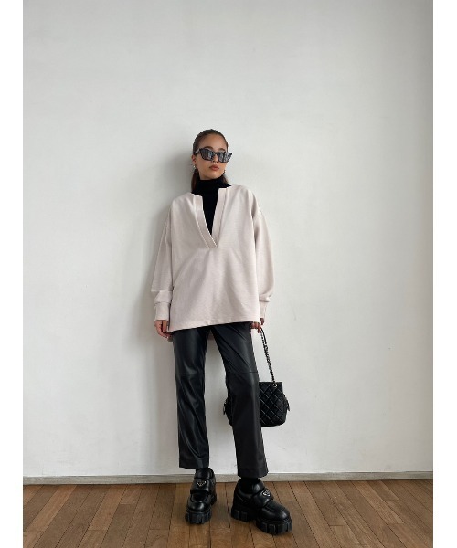 TRUNC（トランクエイティーエイト）の「Ripple Keyneck Pullover（その他トップス・レディース・ブラック/アイボリー・FREE）」の4枚目の写真