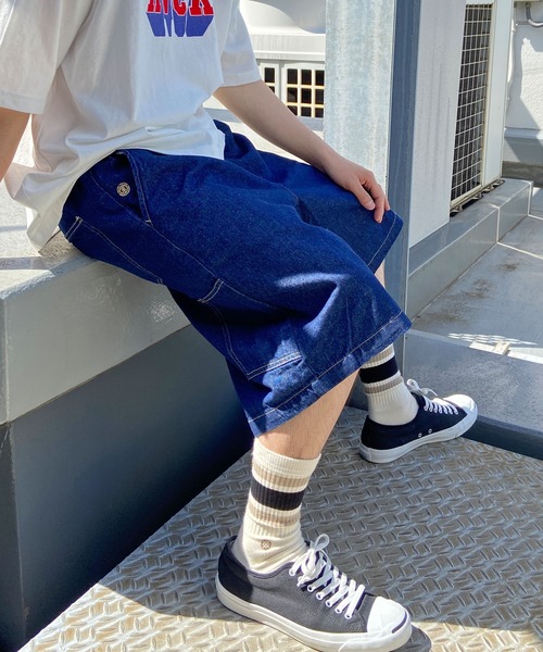 ELEMENT（エレメント）の「ELEMENT/エレメント ペインターハーフパンツ オーバーサイズ/ワイドショーツ 無地  SHOD SHORTS W_9  BD021-614（その他パンツ・メンズ・ネイビー/ベージュ/ブラック×ブラック・M/L/XL）」の3枚目の写真