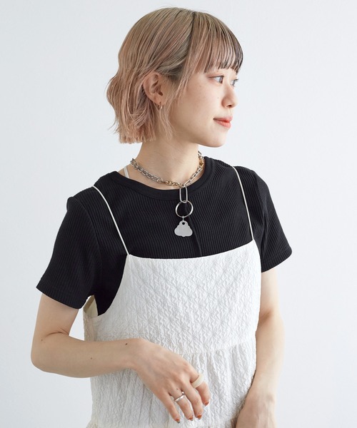 w closet(ダブルクローゼット)の「【前後2WAY】カットアウトリブプルオーバー(Tシャツ/カットソー・レディース・ブラック/オフホワイト/ホワイト×ブラック/イエロー系その他・FREE)」の14枚目の写真