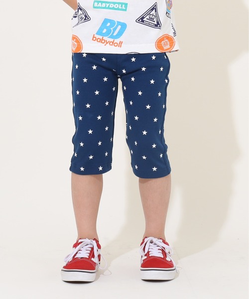 BABYDOLL（ベビードール）の「通販限定カラーあり ウルトラストレッチ6分丈ハーフパンツ [総柄] 6520K（その他パンツ・キッズ・ブラック系1/ブラック系その他/オレンジ/ピンク系その他7/ブラック×ホワイト/イエロー×グリーン/スカイブルー系1/チャコールグレー/ブラック系2/ストーン/ネイビー/ベビーピンク/バイオレット/ダークブラウン系/ホワイト/イエロー/ベージュ/オフホワイト/ホワイト系その他2/ホワイト系その他/ベージュ系その他/ゴールド・100cm/120cm/130cm/80ｃｍ/90cm/110cm/140cm/150cm）」の14枚目の写真