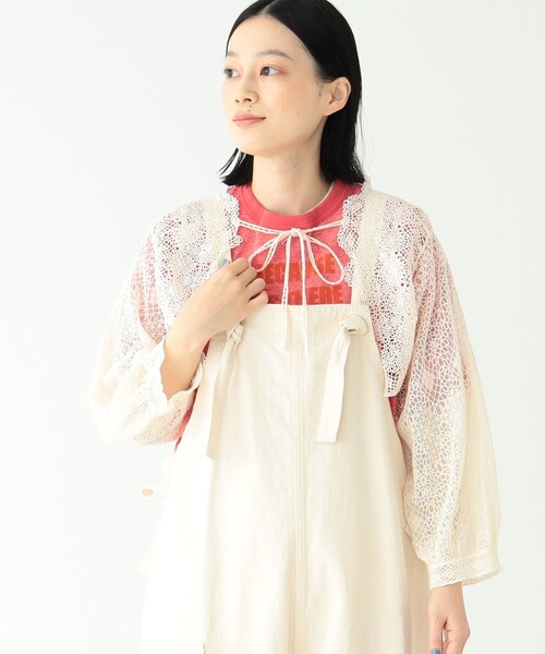 ビームスボーイ コットン リネン ギャザーボレロ ホワイト BEAMS BOY コットンリネンギャザーボレロ