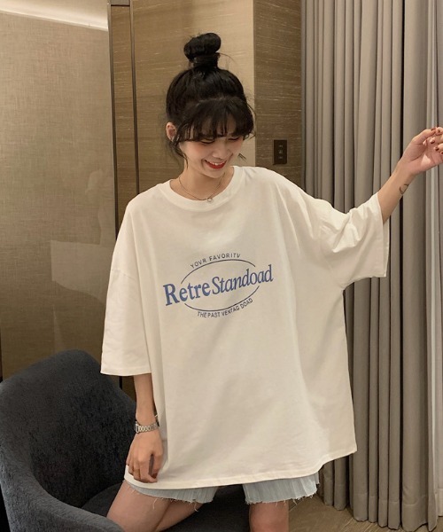 ARCADE(アーケード)の「ビッグシルエット ロゴ Tシャツ 半袖 レトロスタイル -ARCADE Limited Line-(Tシャツ/カットソー・レディース・チャコール/ホワイト/ピンク/チャコールグレー/アイボリー・FREE)」の9枚目の写真