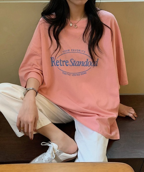 ARCADE(アーケード)の「ビッグシルエット ロゴ Tシャツ 半袖 レトロスタイル -ARCADE Limited Line-(Tシャツ/カットソー・レディース・チャコール/ホワイト/ピンク/チャコールグレー/アイボリー・FREE)」の13枚目の写真
