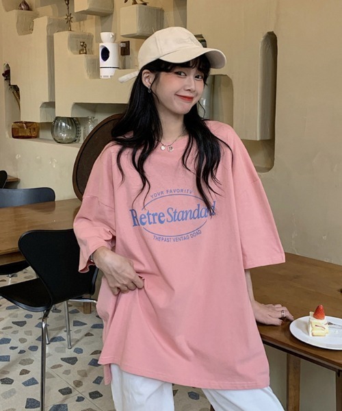 ARCADE(アーケード)の「ビッグシルエット ロゴ Tシャツ 半袖 レトロスタイル -ARCADE Limited Line-(Tシャツ/カットソー・レディース・チャコール/ホワイト/ピンク/チャコールグレー/アイボリー・FREE)」の17枚目の写真