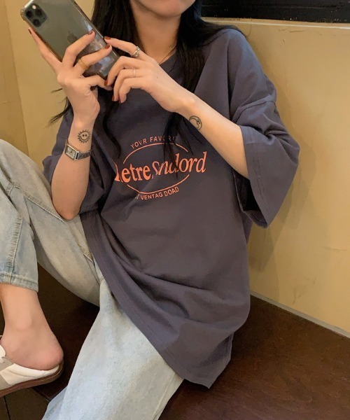 ARCADE(アーケード)の「ビッグシルエット ロゴ Tシャツ 半袖 レトロスタイル -ARCADE Limited Line-(Tシャツ/カットソー・レディース・チャコール/ホワイト/ピンク/チャコールグレー/アイボリー・FREE)」の10枚目の写真