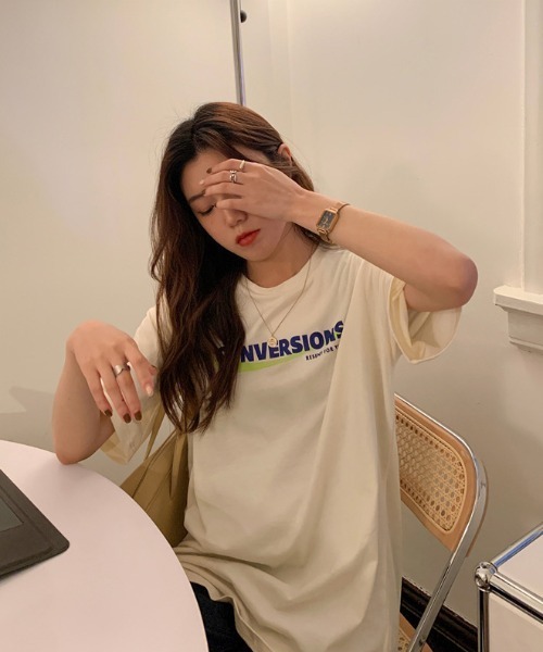 ARCADE(アーケード)の「ビッグシルエット ロゴ Tシャツ 半袖 レトロスタイル -ARCADE Limited Line-(Tシャツ/カットソー・レディース・チャコール/ホワイト/ピンク/チャコールグレー/アイボリー・FREE)」の22枚目の写真