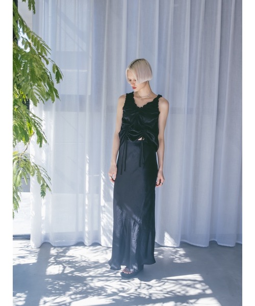 sahara Gather Shirring Top黒