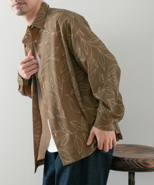ITEMS URBANRESEARCH(アイテムズ アーバンリサーチ)の「リーフプリント ロングスリーブシャツ(シャツ/ブラウス・メンズ・グリーン/ベージュ/ネイビー・MEDIUM/LARGE)」の6枚目の写真