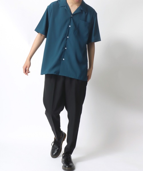 セール】Oversize Drape Open Collar Shirt/オーバーサイズ