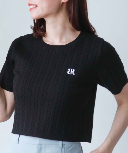 archives(アルシーヴ)の「コンパクトケーブルニット(ニット/セーター・レディース・ブラック/アイボリー/ブルーグレー/オレンジ/ブラウン・MEDIUM)」の3枚目の写真