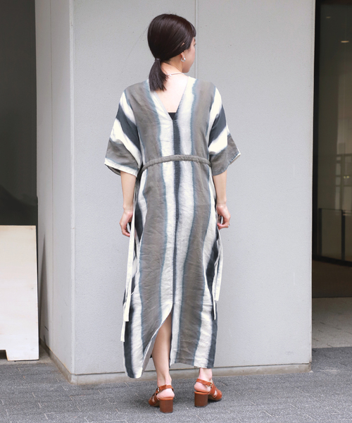ドゥボキ エリック ベルジェ―ル Vネック DRESS solid リネン 黒 ドゥボキ エリック ベルジェ―ル Vネック DRESS solid リネン 黒