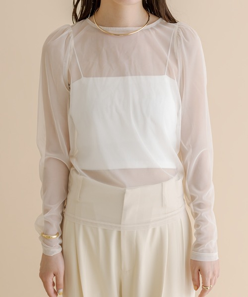 mline（エムライン）の「[mline]チュールトップス（シャツ/ブラウス・レディース・ブラウン/ブラック/アイボリー/ブルー・FREE）」の5枚目の写真