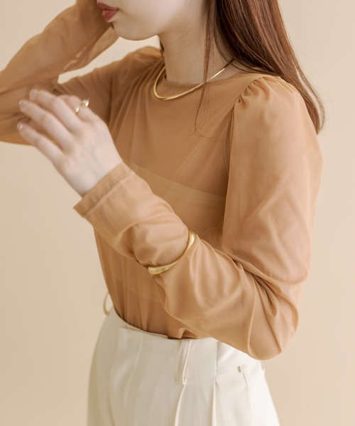 mline（エムライン）の「[mline]チュールトップス（シャツ/ブラウス・レディース・ブラウン/ブラック/アイボリー/ブルー・FREE）」の16枚目の写真